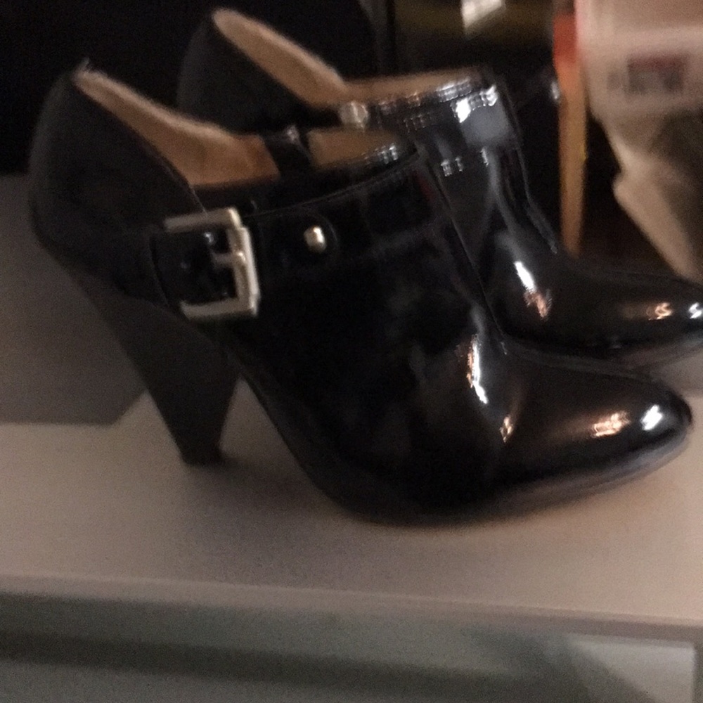 Black patent booties